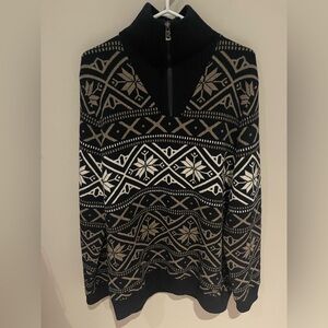 Bogner Norwegian 1/4 zip navy/black merino wool sweater